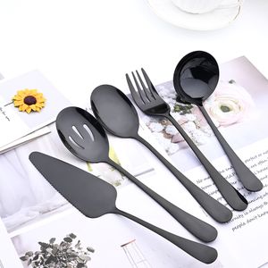 Set di stoviglie Drmfiy 5/7 Piece Black Table Table Service Service Us Set Table Table Aereo Aereo da pranzo Servizio Spoon Spoon Spot Silver Set 230331