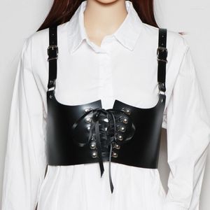 Belts Women PU Leather Waist Corset Vintage Slimming Body Shaper Gothic Underbust Waistband All-match Dress Girdle Elastic BeltBelts