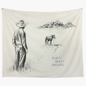 Tapestries Zach Bryan Quiet Heavy Dreams Tapestry Wall Hanging Art for Bedroom Living Room Decor Party Backdrop 230330