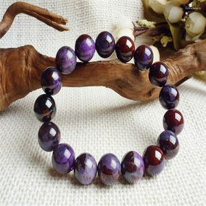 Bracciale con ciondoli elasticizzati da donna con perline rotonde in pietra preziosa naturale di sugilite viola sudafricana da 13 mm