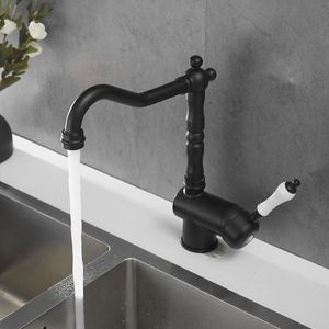 Kitchen Faucets European Sink Faucet Black Paint 360-degree Rotating Water Mixing And Cold Tap Deck Mounted