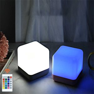 Night Lights Led Square Lamp RGB 16 Colors Cosmic Cube Lights with Remote Control IP68 Waterproof and USB Charging for Dining table and Room P230331