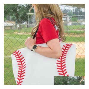 Storage Bags 19 Styles Canvas Bag Baseball Tote Sports Casual Softball Football Soccer Basketball Cotton Cca7889 50Pcs Drop Delivery Dhilz