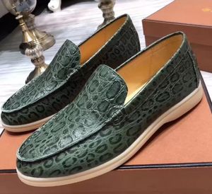 loro pianas shoes Genuine crack leather Loro Stone Nubuck Summer Mens Walk Dress Luxury Designer Male Flats leisure Driving shoe Formal plus size 45 46