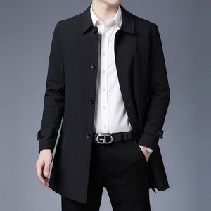 Men's Trench Coats Mens Spring Jacket 2023 Arrival Business Casual Black Khaki Long Top Quality Single Breasted Solid Coat 230331