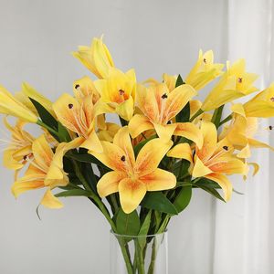 Decorative Flowers For Home El Table Garden Decoration Flower Gift Party Accessory 3D Printing Lily Real Touching Artificial