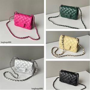7A Laides Lambskin Crossbody Shoulder Bags Classic Mini Flap Sqaure Quilted Purse Womens Silver Metal Hardware Matelasse Chain Handbags Leisure Holiday Pocket
