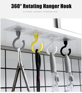 20/100pcs Rotating Hook Punching-Free Kitchen Gadget Spoon Hanger Hook Adhesive Hook Bathroom Towel Hook Multi-Purpose Door Hook Rack