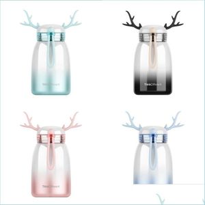 Commuter Travel Mugs Gradient Color Elk Mug Portable Student Couple Big Belly Cups Ins Creative Deers Thermos Cup Christmas Gift D Dh0Jt