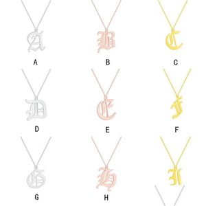 Pendant Necklaces Stainless Steel 26 English Alphabet Initial Necklace Gold Plated Old Capital Letter Fashion Jewelry For Wo Dhgarden Dhad2