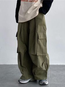 Kvinnor Pants Capris Houzhou Japanese Streetwear Green Cargo Pants Women's Y2K Hippy Kpop Harajuku Super Wide Leg Byxor Kvinnor Pocket Sweatpants 230331