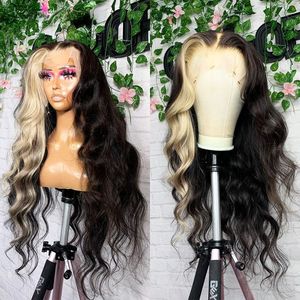 13x4 Highlight Blonde Spitze vordere Perücken menschliches Haar für Frauen farbige Körperwelle Perücke Brasilianische Remy Haare Deep Wave Frontalperücke vorgezogen