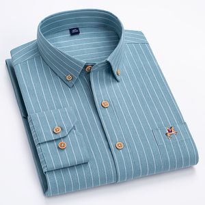 Men's Casual Shirts Size M~7XL 100% Cotton Oxford Men's Striped Plain Shirt Men's Casual High Quality Long Sleeve Shirt Men's Button Shirt 230331