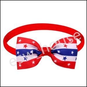 Acessório de vestuário para cães 12 Designs Independence Day Pet Tie Bow Bow Cat Star Ajustável Estrela e Stripes Collar 4th of JY Small Pets Dh8y2