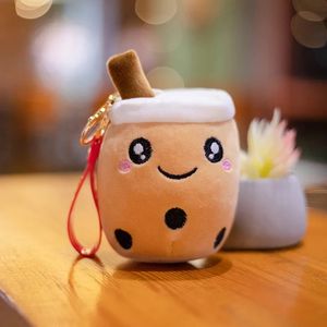 Cute Bubble Tea Keychain Soft Plush Toy Pendant Stuffed Boba Doll Kawaii Backpack Bag Decor Birthday Gifts for Girls Kids 10cm C0526