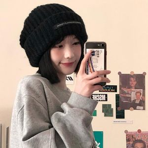 Beanies Beanie/Skull Caps Autumn And Winter Girls' Net Red Trend Versatile Warm Leisure Decoration With Elastic Loose Knitted Coarse Wool