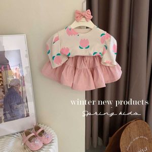 Baby Girls Summer Clothing Zestaw Elegancka koszulka róża koszulka Spirty Dzieci Dzieci urodziny Księżniczka 2pcs garnitury Cothes