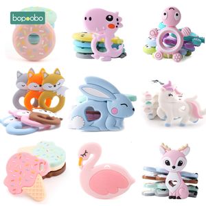 Baby Teethers Toys Bopoobo 1PCS Silicone Rabbit Food Grade Bunny Nursing Teething Necklace Accessories Animal 230331