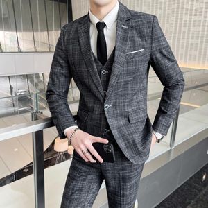 Men's Suits 2023 Latest Design Coat Pant Suit Office Three Piece Set Men Blazer Premium Stretch Fabric