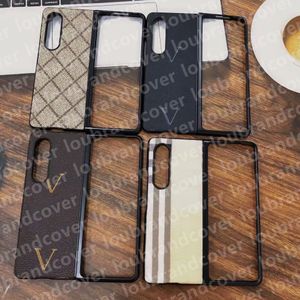 Moda Tasarımcı Samsung Galaxy Z kat 5 4 3 Case Z Flip 5 4 3 Durum 5g Sert Kabuk Lüks Deri Orijinal Monogram Mektup Tampon Mobil Kapak 17 Stil