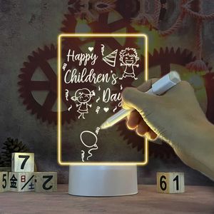 Luci notturne Note Board Led Night Light Acrilico Bacheca messaggio creativo Holiday USB Light Gift For Kids Gril Home Decoration Night Lamp P230331