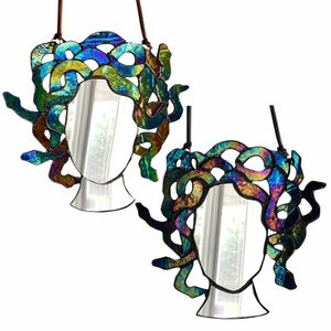 Wall Stickers Unique Stained Glass Medusa Mirror Durable Colorful Decorative Pendant Home Decoration for Party Wedding 230330