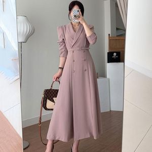 Trench da donna Abito coreano Donna Chic Temperamento autunnale Risvolto Doppio bottone Abito manica lunga con chiusura a vita