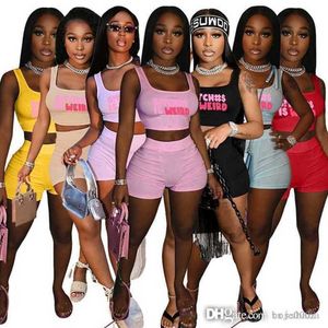 Designer 2023 Summer Women Tracksuits Two Piece Short Set Ladies Letters Printed Vest And Shorts Sports Suits Yoga Outfits