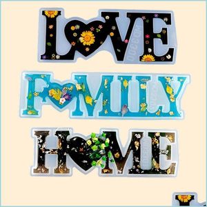 Strumenti artigianali Love Home Family Sile Mold Resin Sign Word Stampi epossidici per la decorazione della tavola fai da te Art Crafts Drop Delivery Garden Arts Dhnce