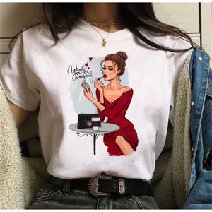 أزياء الفتيات القمصان الشباب المطبوعة Tee Round Neck Girlfriend Tops بالإضافة إلى حجم 3XL Womens قصيرة الأكمام تي شيرت