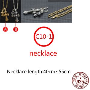 C10-1 S925 Sterling Silver Necklace Personlig mode Punk Hip Hop Style Versatile Gold Plated Cross Flower Letter Form Present For Lover