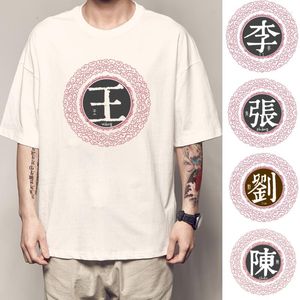 Herren-T-Shirts T-Shirt CHINESE SURNAMES Bedrucktes Hemd Wörter drucken Baumwolle Paarkleidung Streetwear Graphic Tee