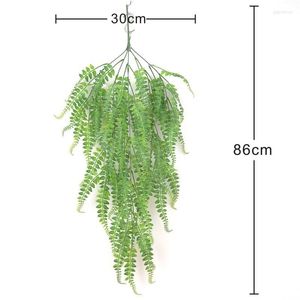 Decorative Flowers 86CM Length Plastic Persian Grass Hanging Vine Leaves Artificial Green Plants Garland Home Garden Wall Decorations