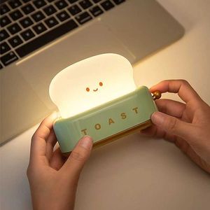 Night Lights LED Bread Maker Night Light USB Charging Dimming Toast Lamp Bedroom Children Timing Sleeping Lamps Fun Switch Mood Light P230331