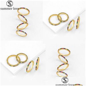 Band Rings Womens 18K Gold Bated 2mm Sterling Sier Rainbow Round Round Cubic Zirconia Eternity Ring como Jewelr Dhgarden Dhjwh