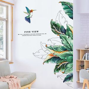Wall Stickers Creative Bird Plant Wall Decal Paper Home Decoration Living Room Bedroom Self adhesive Paper Background Wall Decoration 230331