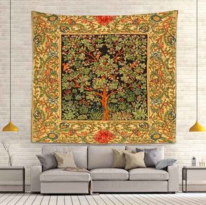 Tapestries Simsant Trippy Art Tapestry Tree of Life Böhmen Flower Wall Hanging For Living Room Home Dorm Decor Banner 230330