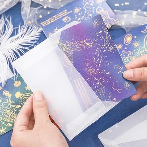 Geschenkverpackung 1 Set Sea And Star River Stamping Folding Greeting Card Envelope Set Holiday Birthday Postcard