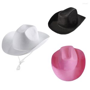 Boinas unissex retro cowboy chapéu ocidental grande chapéu de borda Fedora Felt Jazz Dropship