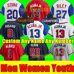 S-4XL 2023 City Connect Baseball Jerseys Остин Райли Рональд Акуна-младший Оззи Альбис Мэтт Олсон Шон Мерфи Эдди Брэйвс Росарио Макс Фрид Озуна.