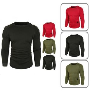 Suéteres masculinos Pullover fantástico grande costura de primavera Moletom ombro plissado Man Manga longa para a escola