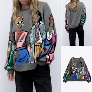 Women's T-Shirt BM MD ZA Autumn Loose All-match Ribbed Trim Girls Printed Round Neck Long-sleeved Sweater 1131865 230331