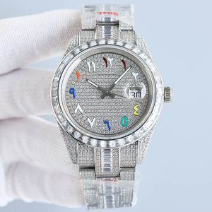 Rainbow Diamond Ring Routh Watchs 41 мм с алмазом, усыпанным из стали, стальной, стальной, стальной браслет, сапфировые женские, связанные с водонепроницаемыми наручными часами Montre de Luxe