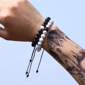 Strand 2st/set pärlstav armband män kvinnor lava tiger ögon sten pärla charm flätade set smycken gåva pulsera justerbar