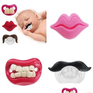 Favor de partido chupeta de chupeta engraçada Soutes acalma os dentes da barba Red Lip Lip Boned Baby Products 20 Style Ewa4723 Drop entrega Dhf8a