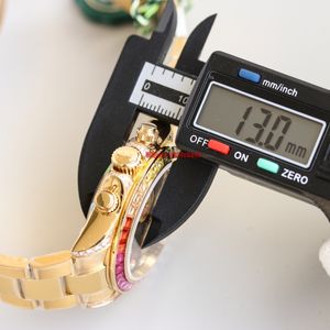 TW Factory Watches 40 mm Regenbogen ETA7750 Automatik Chronograph Herrenuhr Regenbogen Lünette Schwarzes Zifferblatt Gelbgold Armband Herren Armbanduhren