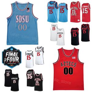 2023 Final Four Basketball Jerseys College San Diego State Aztecs 0 Devin Watson 5 Jalen McDaniels 21 Malik Pope 15 Kawhi Leonard Jamaal Franklin Man Woman Youth NCAA