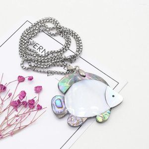 Catene Ciondolo con collana di conchiglie bianche di abalone naturale Ciondolo a forma di pesce di cartone animato Madreperla Ciondoli squisiti per accessori per la creazione di gioielli