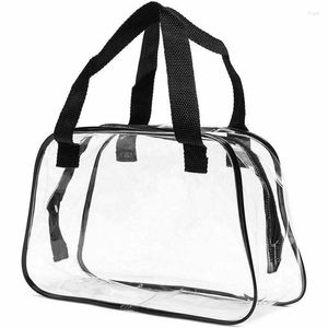 Aufbewahrungstaschen mit großer Kapazität, Tragetasche, passend für Reisen, Schule, Fitnessstudio, Fitness, tragbar, transparent, mit Reißverschluss, Handtasche, Make-up-Zubehör, Organizer