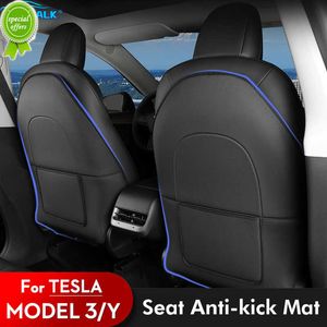 New 1 Pair Car Leather Anti-Kick Pad For Tesla Model 3 /Y Full Seat Back Protective Mat Anti Dirty Interior Storage Seat Cushion